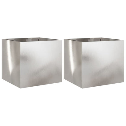 Fioriere 2 pz Argento 32x30x29 cm in Acciaio Inox