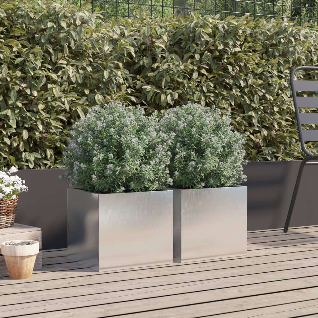 Fioriere 2 pz Argento 32x30x29 cm in Acciaio Inox