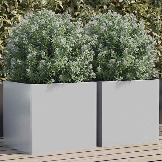 Fioriere 2pz Argento 42x40x39 cm in Acciaio Zincato