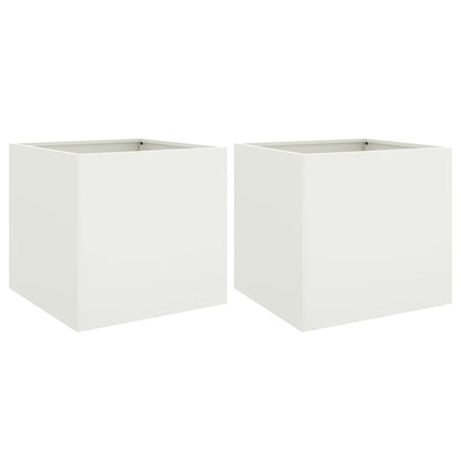 Fioriere 2 pz Bianche 49x47x46 cm in Acciaio
