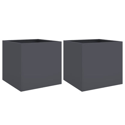 Fioriere 2 pz Antracite 49x47x46 cm Acciaio