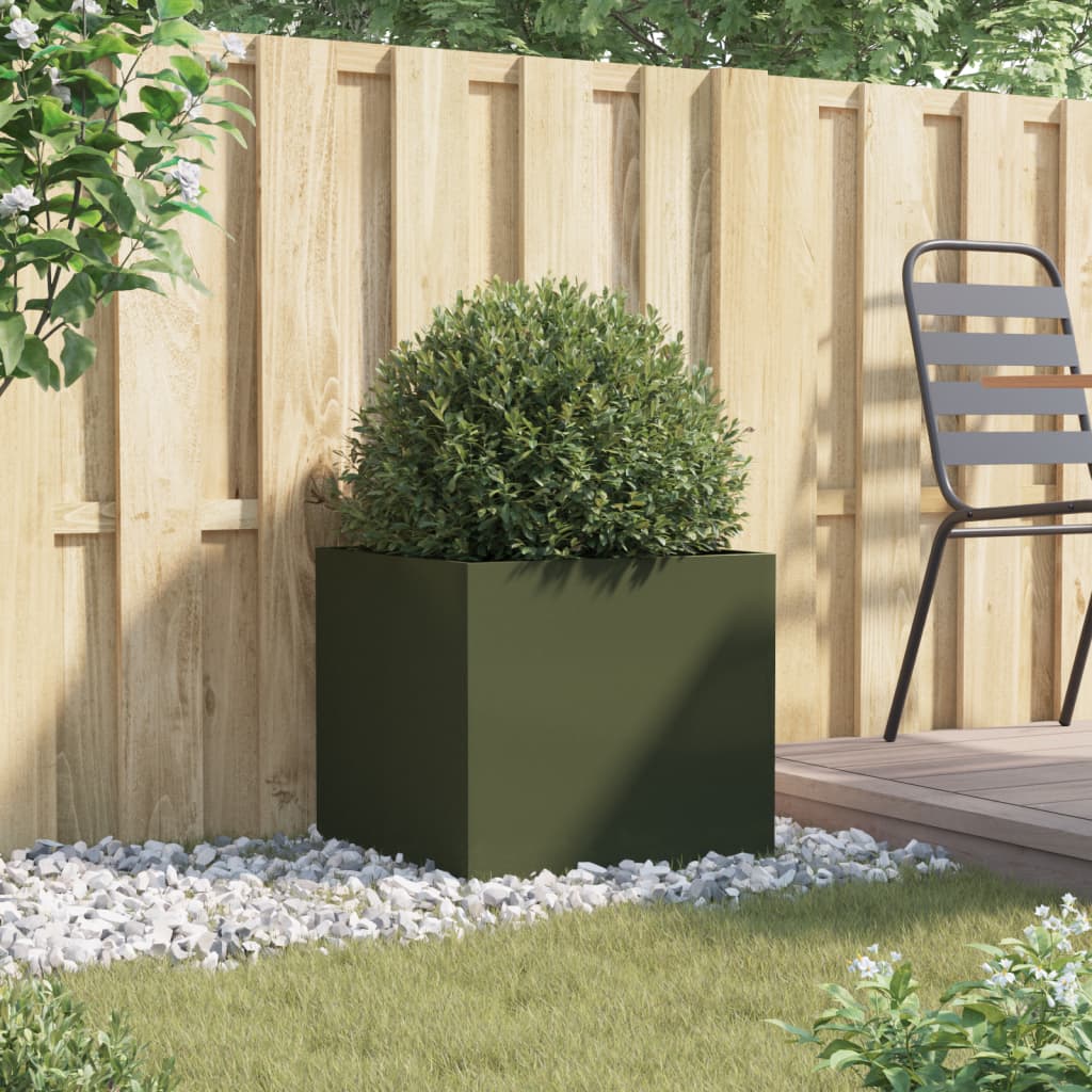 Olive Green Planter 49x47x46 cm in Cold Rolled Steel