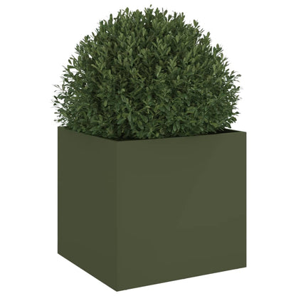 Olive Green Planter 49x47x46 cm in Cold Rolled Steel