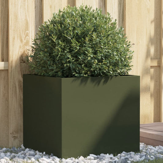 Olive Green Planter 49x47x46 cm in Cold Rolled Steel
