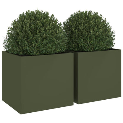 Planters 2pcs Olive Green 49x47x46 cm Cold Rolled Steel