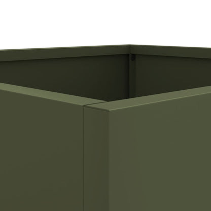 Olive Green Planter 32x29x75 cm in Cold Rolled Steel