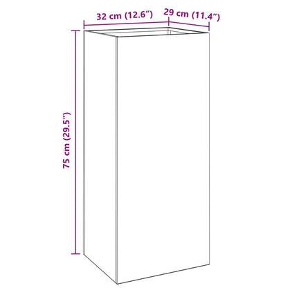 Olive Green Planter 32x29x75 cm in Cold Rolled Steel