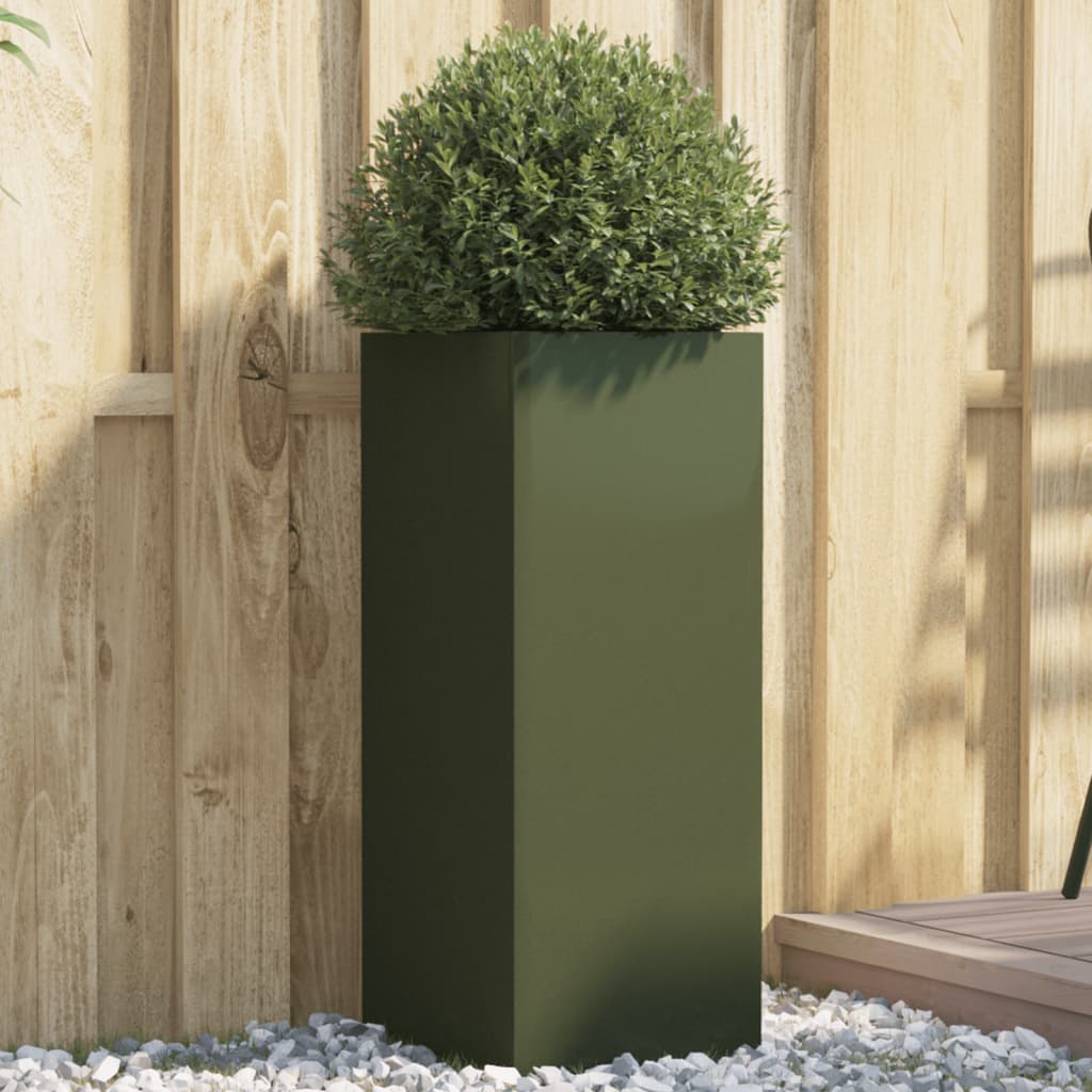 Olive Green Planter 32x29x75 cm in Cold Rolled Steel