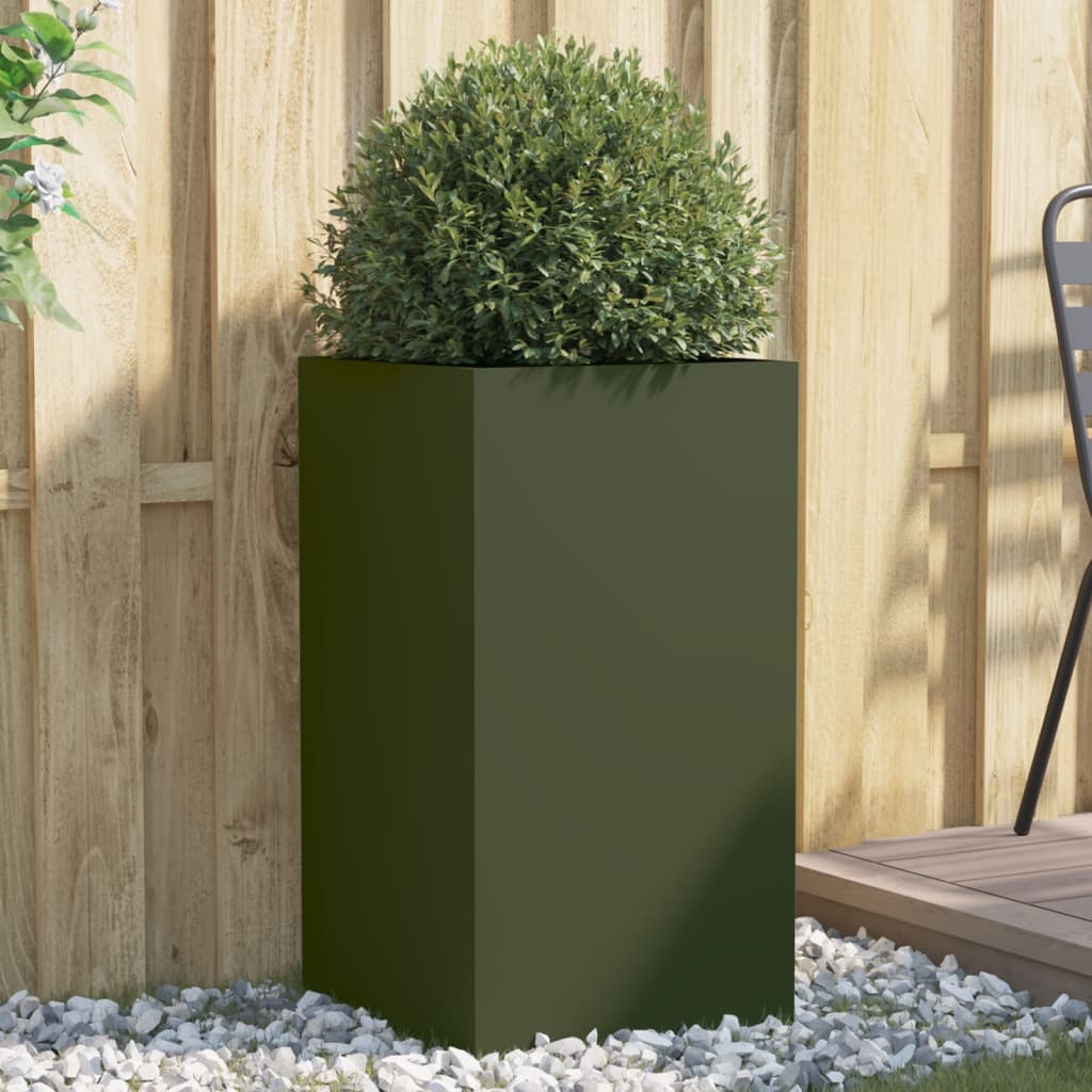 Olive Green Planter 42x38x75 cm in Cold Rolled Steel