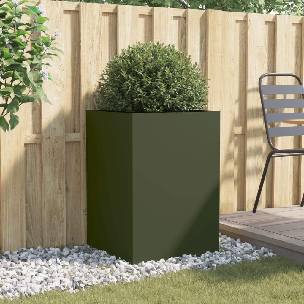 Olive Green Planter 52x48x75 cm in Cold Rolled Steel