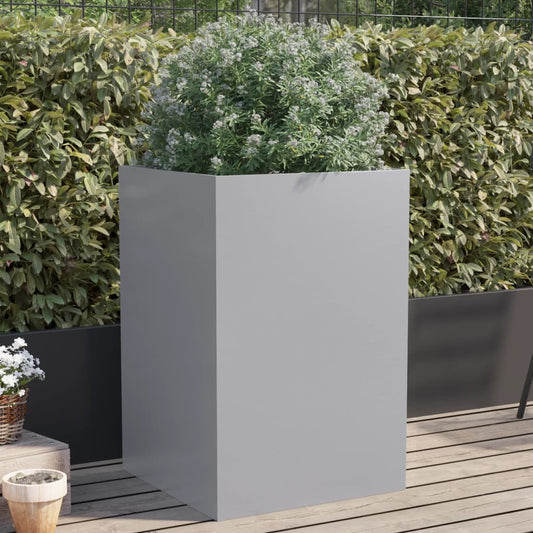 Silver planter 52x48x75 cm in galvanized steel