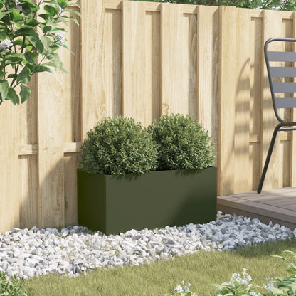 Olive Green Planter 62x30x29 cm in Cold Rolled Steel