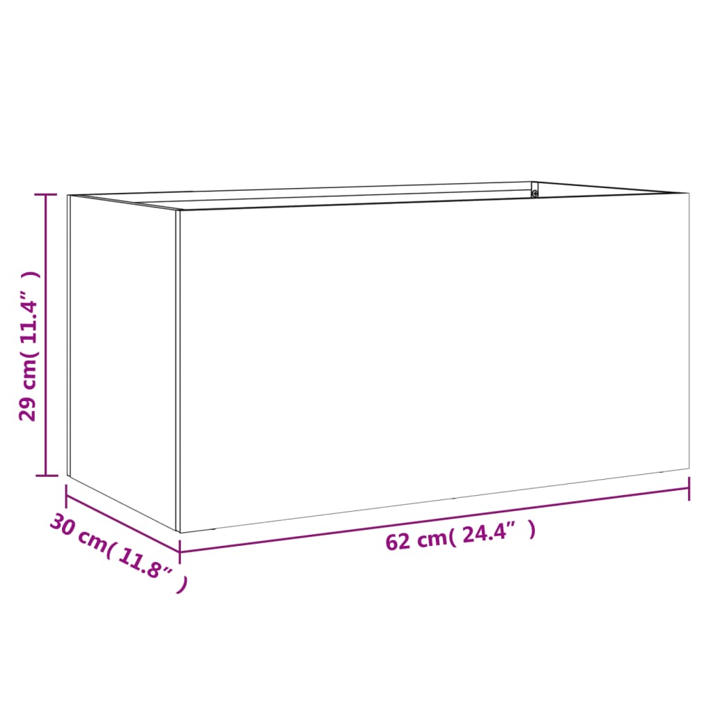 Olive Green Planter 62x30x29 cm in Cold Rolled Steel