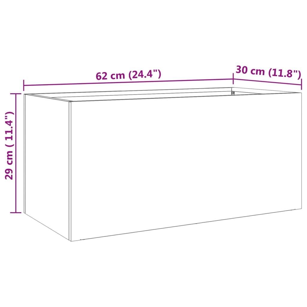 Fioriera Argento 62x30x29 cm in Acciaio Inox