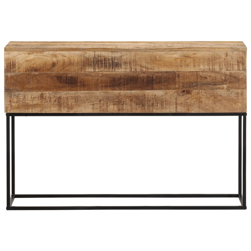 Tavolo Consolle 110x30x75cm Legno Massello Mango Grezzo e Ferro | homemem39