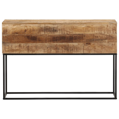 Tavolo Consolle 110x30x75cm Legno Massello Mango Grezzo e Ferro | homemem39