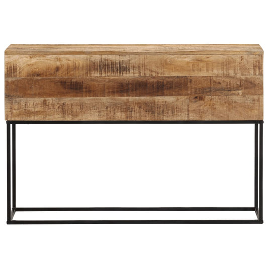 Tavolo Consolle 110x30x75cm Legno Massello Mango Grezzo e Ferro | homemem39