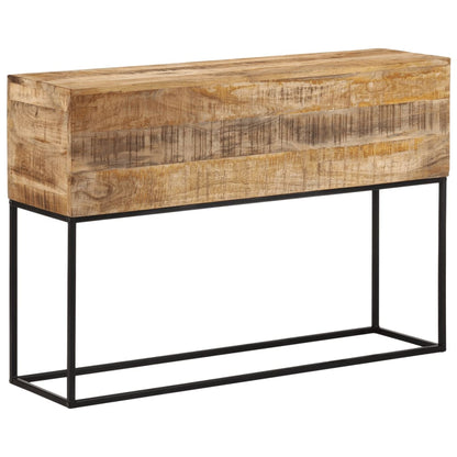 Tavolo Consolle 110x30x75cm Legno Massello Mango Grezzo e Ferro | homemem39