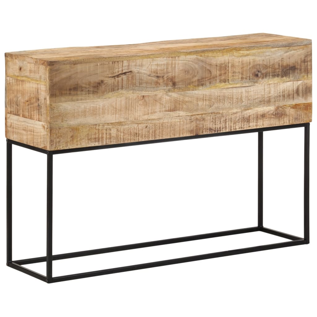 Tavolo Consolle 110x30x75cm Legno Massello Mango Grezzo e Ferro | homemem39