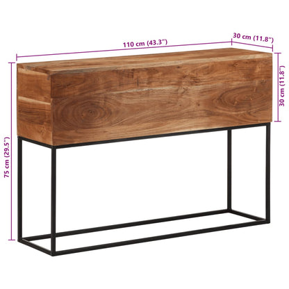 Tavolo Consolle 110x30x75cm in Legno Massello di Acacia e Ferro