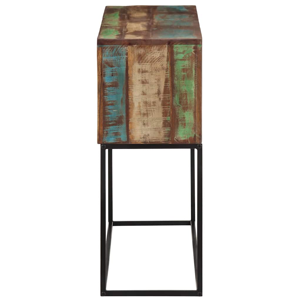 Tavolo Consolle 110x30x75cm Legno Massello di Recupero e Ferro
