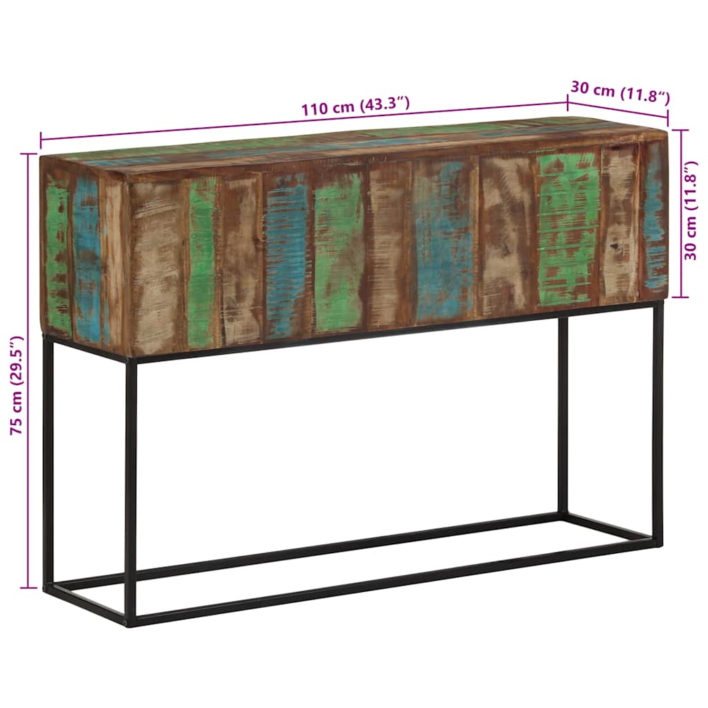Tavolo Consolle 110x30x75cm Legno Massello di Recupero e Ferro | homemem39