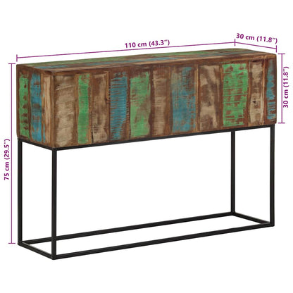 Tavolo Consolle 110x30x75cm Legno Massello di Recupero e Ferro | homemem39