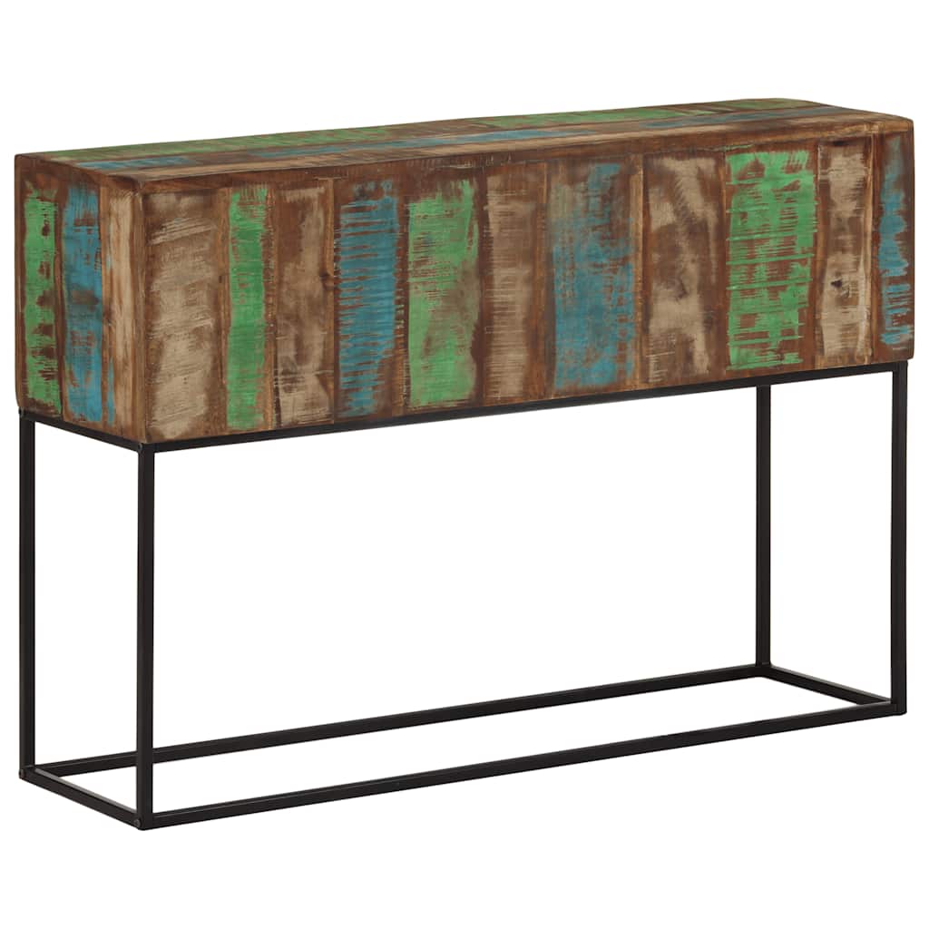Tavolo Consolle 110x30x75cm Legno Massello di Recupero e Ferro