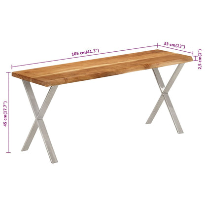 Bench with Sharp Edges 105 cm in Solid Acacia Wood