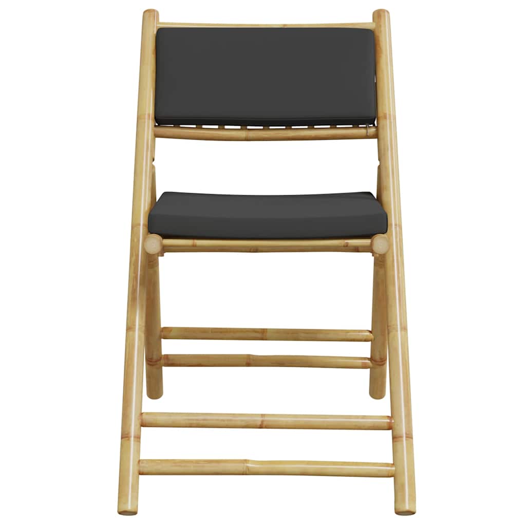 Set da Bistrot Pieghevole 5pz con Cuscini Grigio Scuro Bambù - homemem39