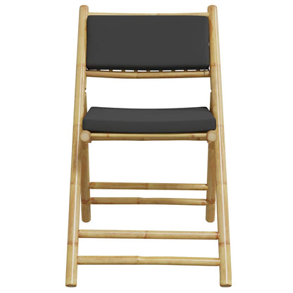 Set da Bistrot Pieghevole 5pz con Cuscini Grigio Scuro Bambù - homemem39