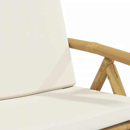 Set da Bistrot Pieghevole 3 pz Cuscini Bianco Crema in Bambù - homemem39