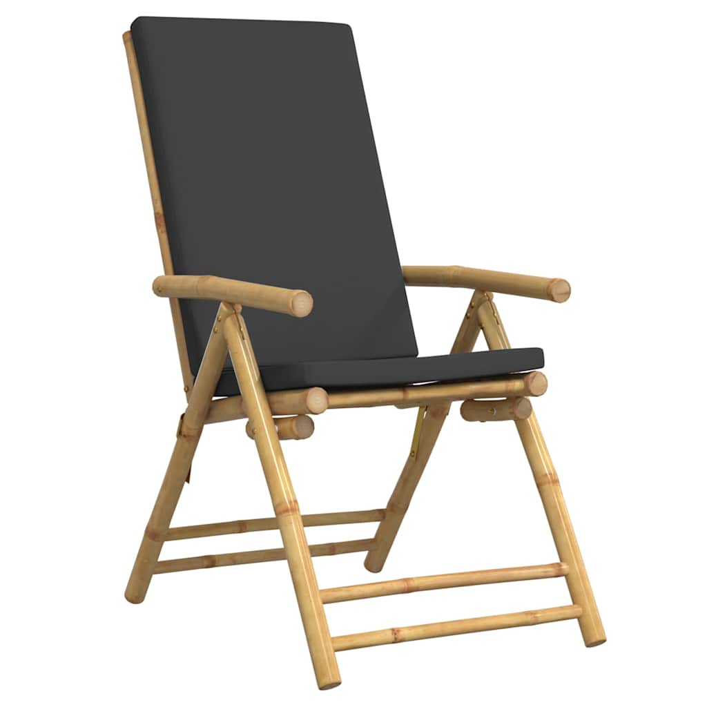 Set da Bistrot Pieghevole 3pz con Cuscini Grigio Scuro Bambù