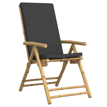 Set da Bistrot Pieghevole 3pz con Cuscini Grigio Scuro Bambù