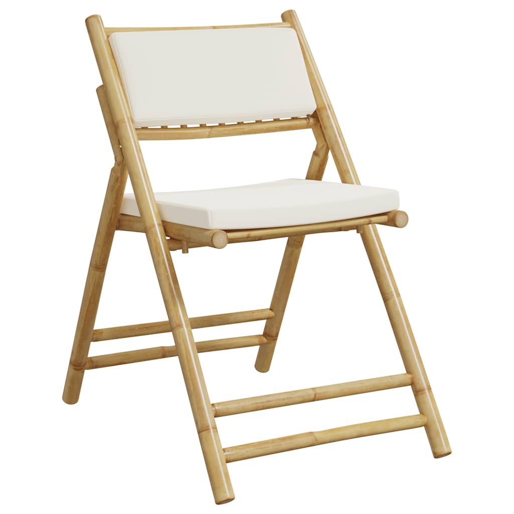 Set da Bistrot Pieghevole 3 pz Cuscini Bianco Crema in Bambù
