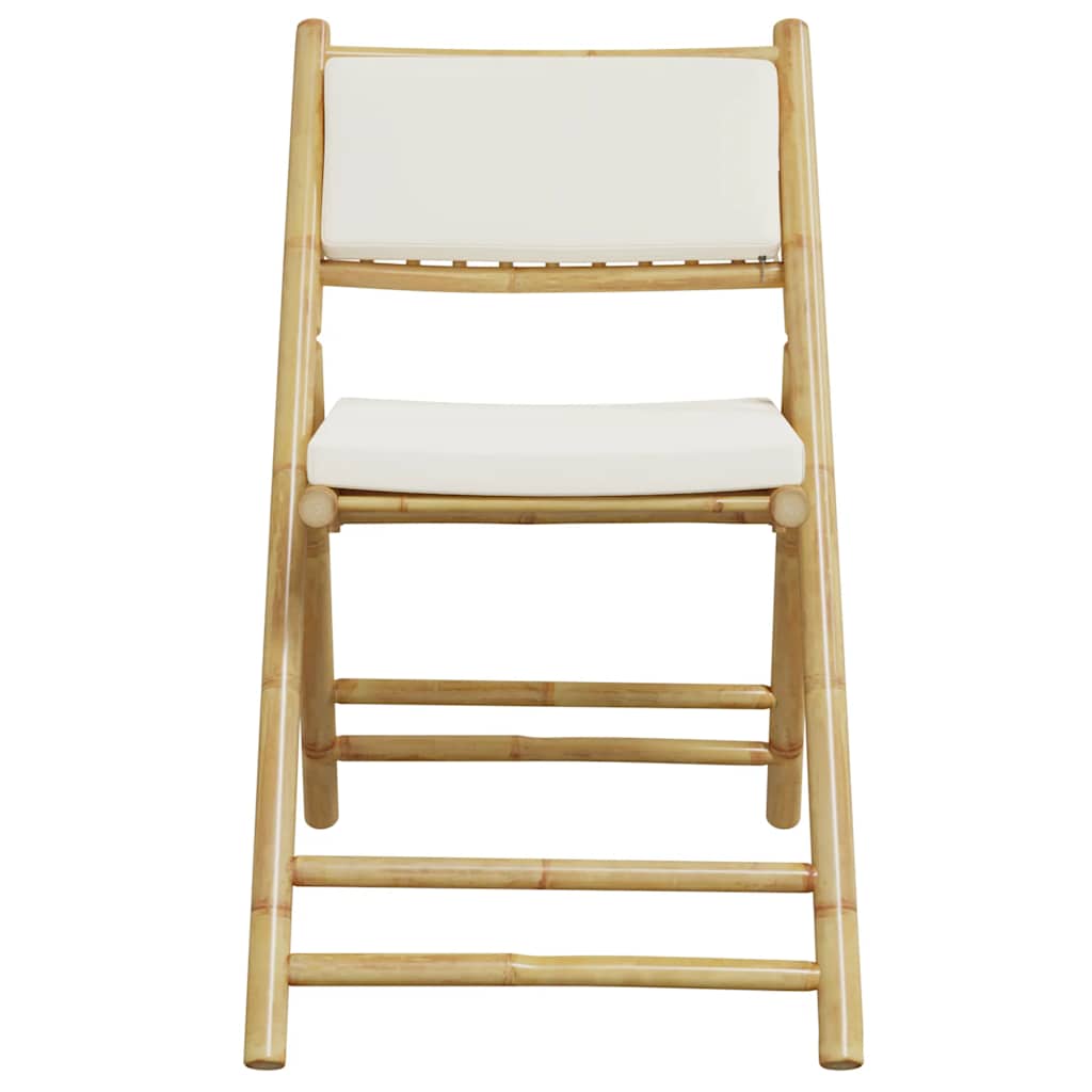 Set da Bistrot Pieghevole 3 pz Cuscini Bianco Crema in Bambù