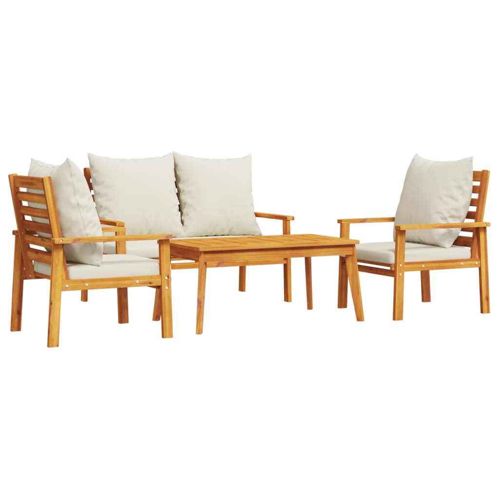 Set Salotto da Giardino 4pz con Cuscini Legno Massello Acacia - homemem39
