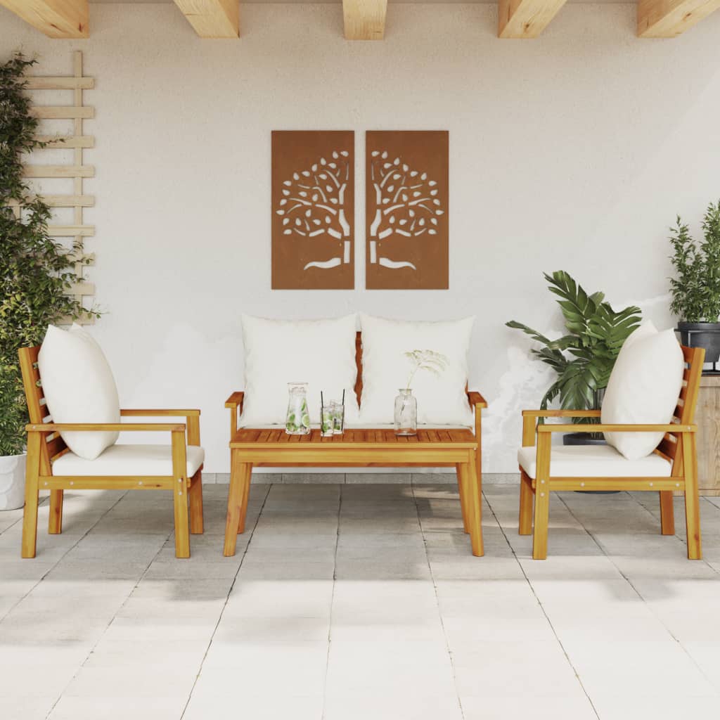 Set Salotto da Giardino 4pz con Cuscini Legno Massello Acacia - homemem39