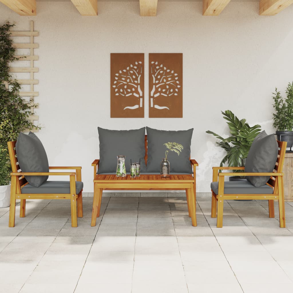 Set Salotto da Giardino 4pz con Cuscini Legno Massello Acacia - homemem39