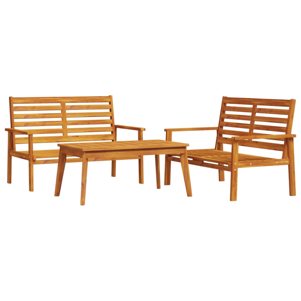 Set da Salotto da Giardino 3 pz in Legno Massello di Acacia | homemem39