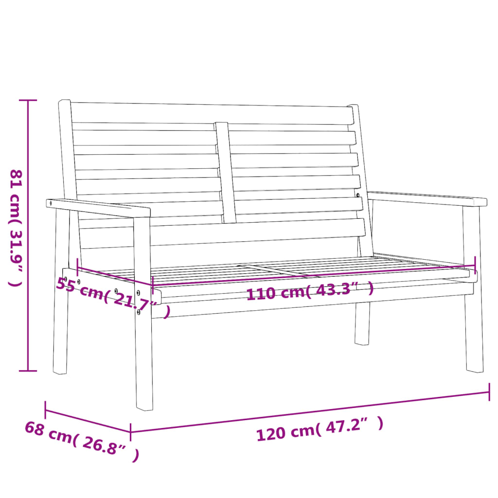 Set da Salotto da Giardino 3 pz in Legno Massello di Acacia | homemem39