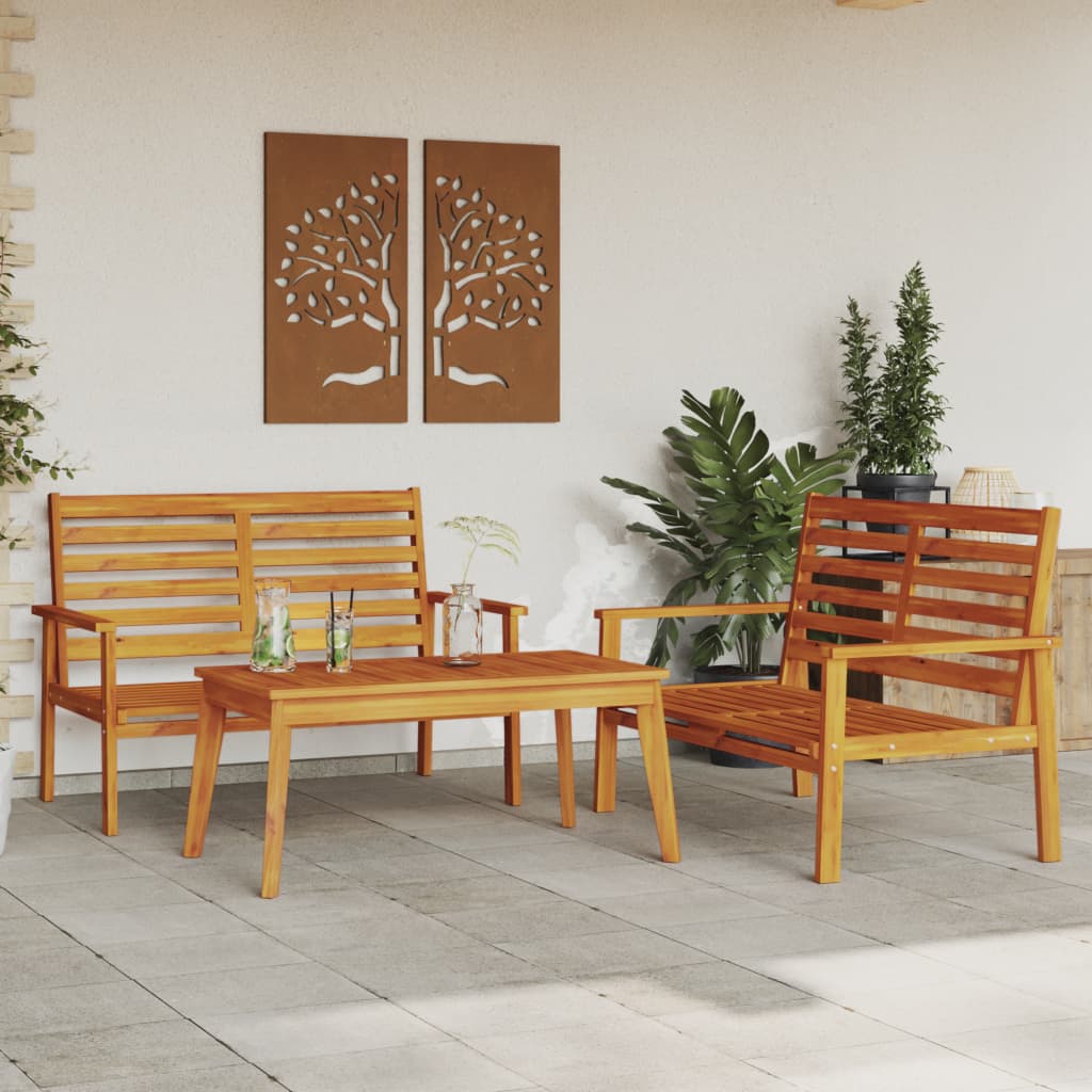 Set da Salotto da Giardino 3 pz in Legno Massello di Acacia | homemem39