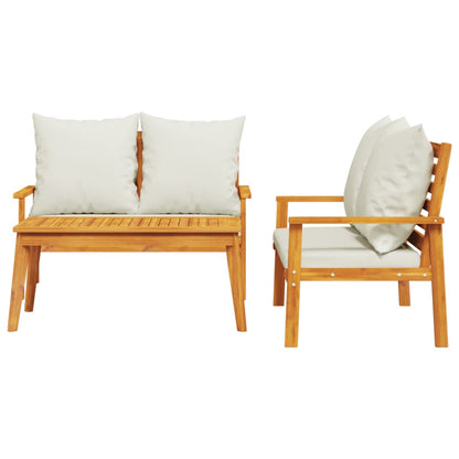 Set Mobili da Giardino 3pz con Cuscini Legno Massello di Acacia | homemem39