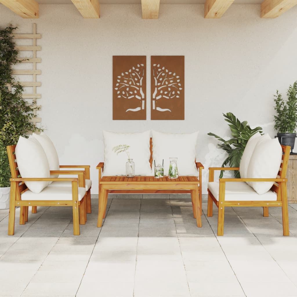 Set Salotto da Giardino 5 pz con Cuscini Legno Massello Acacia - homemem39