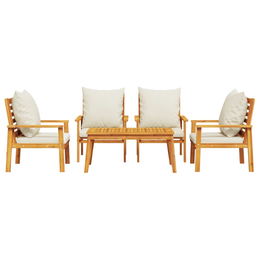 Set Salotto da Giardino 5 pz con Cuscini Legno Massello Acacia - homemem39