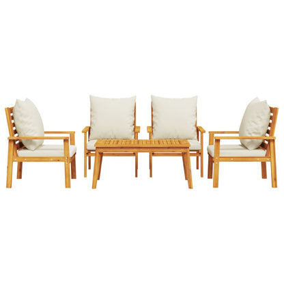 Set Salotto da Giardino 5 pz con Cuscini Legno Massello Acacia - homemem39