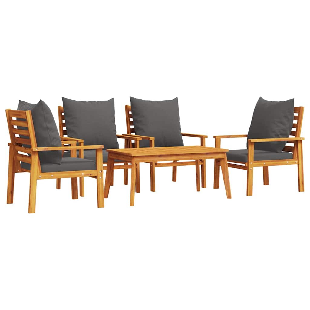 Set Salotto da Giardino 5 pz con Cuscini Legno Massello Acacia | homemem39