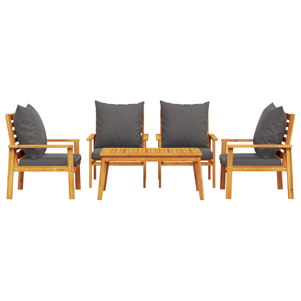 Set Salotto da Giardino 5 pz con Cuscini Legno Massello Acacia | homemem39