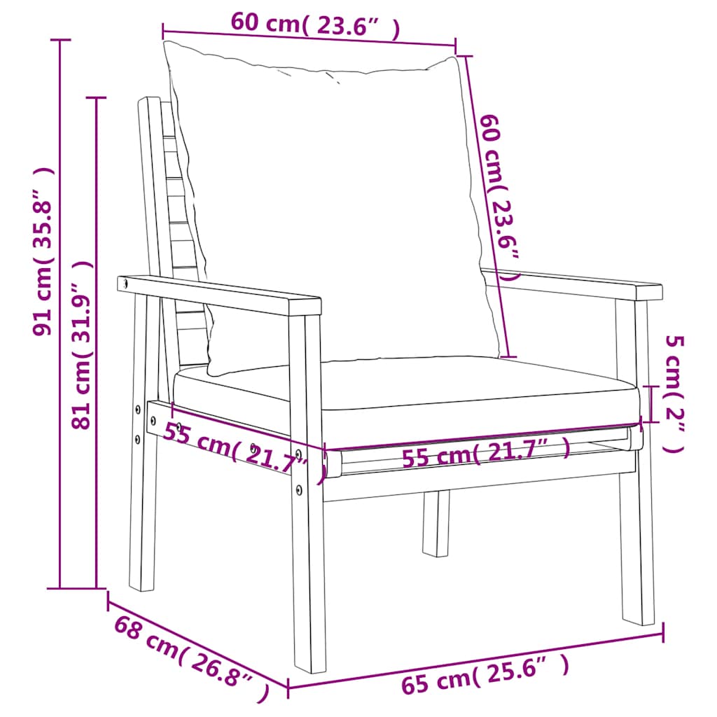 Set Salotto da Giardino 5 pz con Cuscini Legno Massello Acacia | homemem39