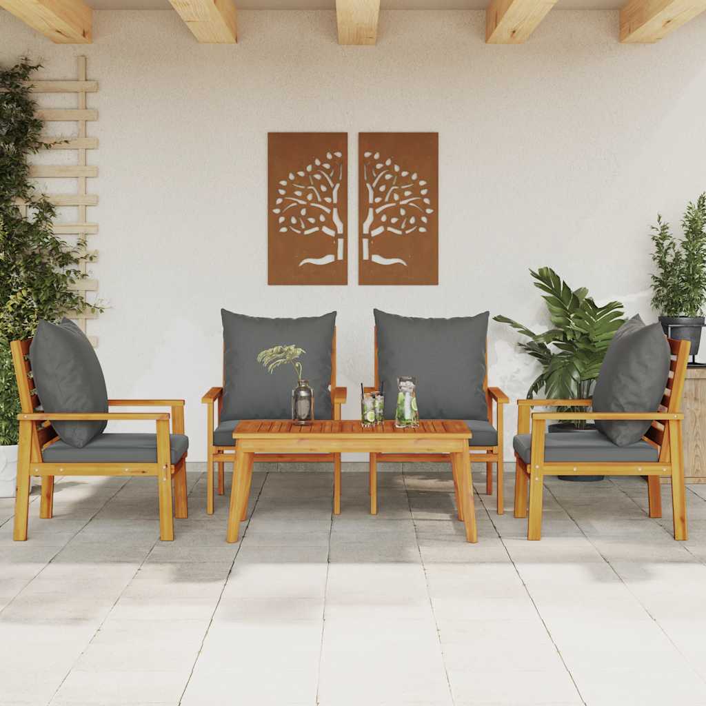 Set Salotto da Giardino 5 pz con Cuscini Legno Massello Acacia | homemem39